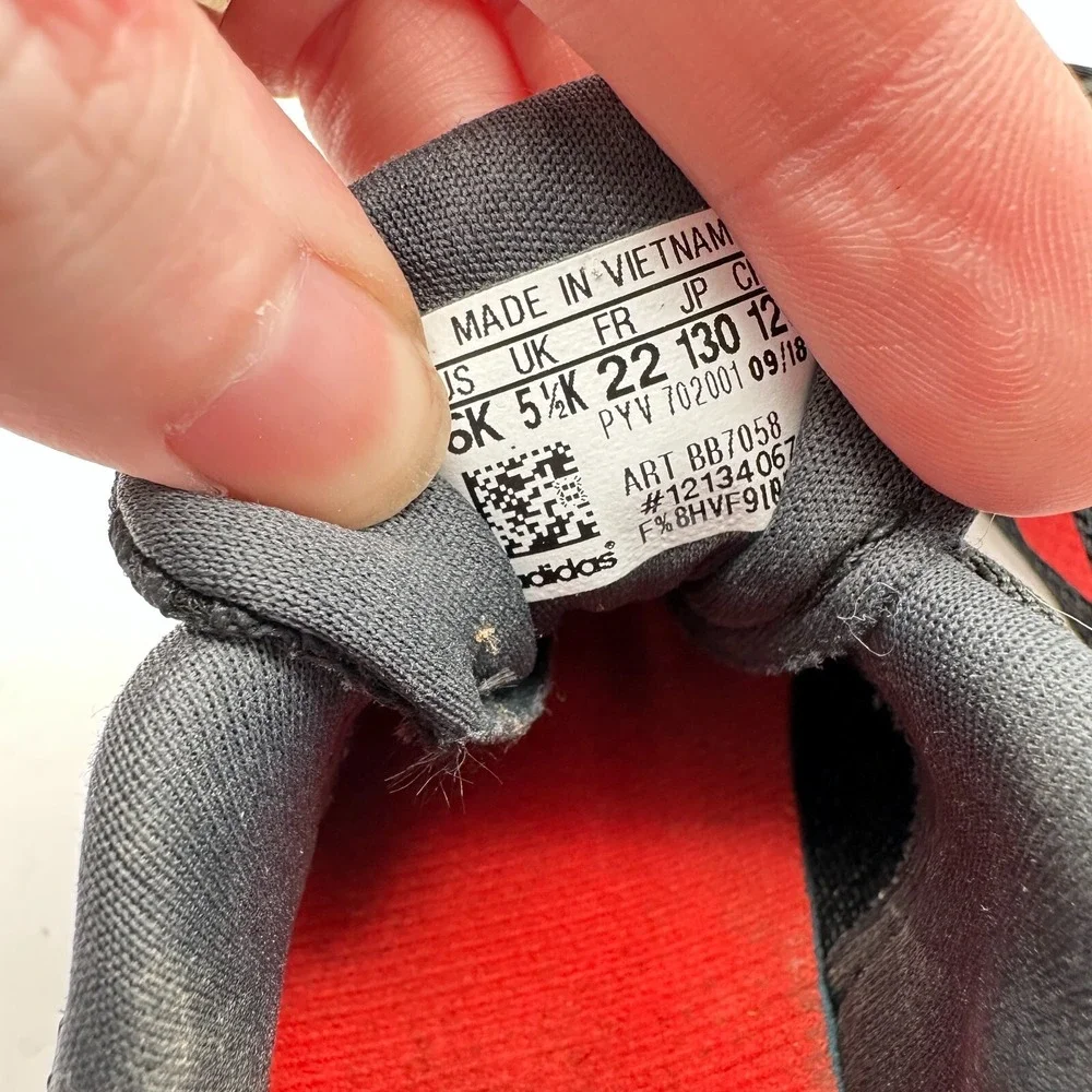 Adidas Sneakers Shoes Kids Toddler Size 6K Black‎ Red Mesh Casual Back To School